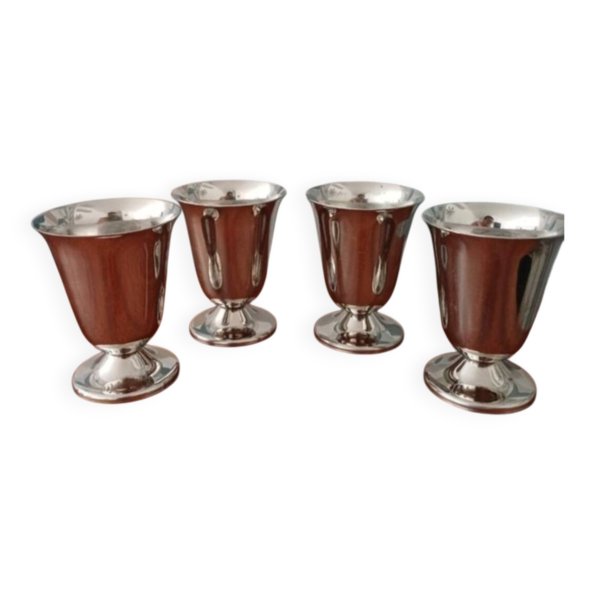 4 vintage stainless steel cups