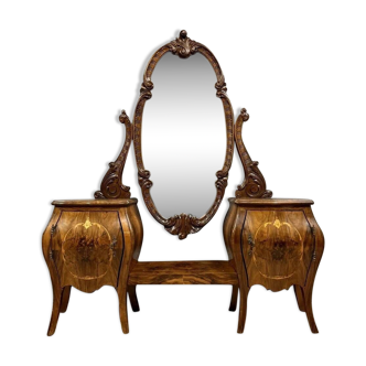 Meuble a miroir psyché Venitien style Louis XV en marquèterie vers 1920