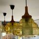 Trio of 3 glass chandelier suspensions GDR 1970 Veb Narva
