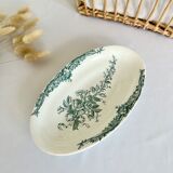 Romantic antique ravier porcelain floral style cream color and green details