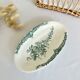 Romantic antique ravier porcelain floral style cream color and green details