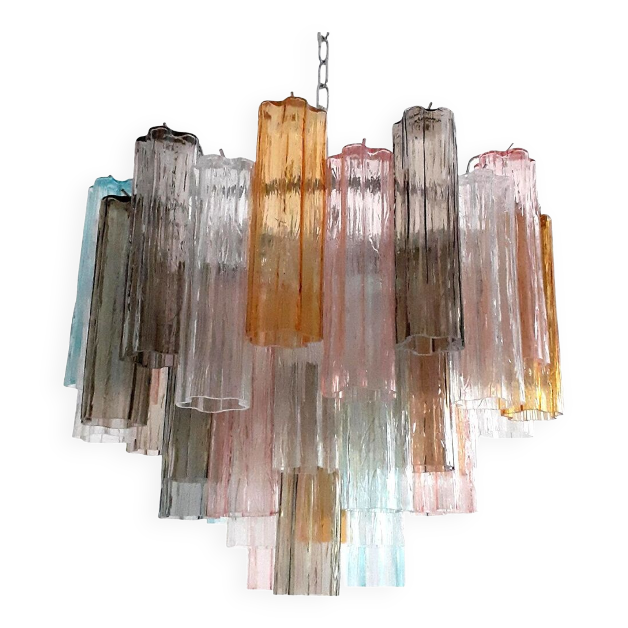 Multicolor “tronchi” murano glass chandelier