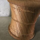 Rattan stool and rope years 70