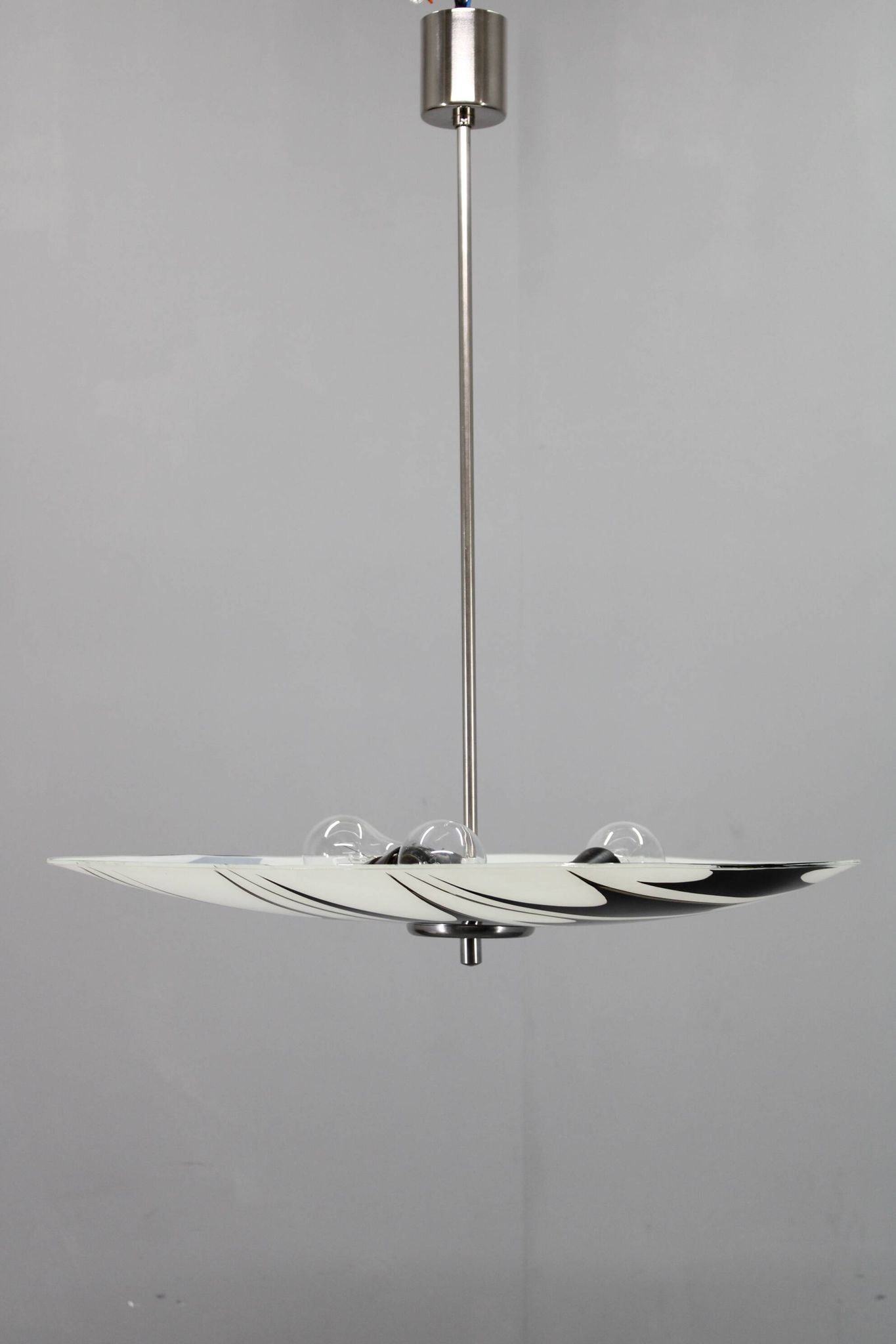 Mid-century Czech glass pendant lamp, chrome, 1960s