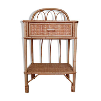 Table de chevet en rotin vintage 60'
