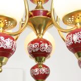 Mid-Century Italian Brass, Opaline & Ceramic Chandelier