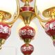 Mid-Century Italian Brass, Opaline & Ceramic Chandelier