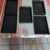 Set of 5 used rectangular wooden serving trays