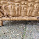 60s rattan magazine rack