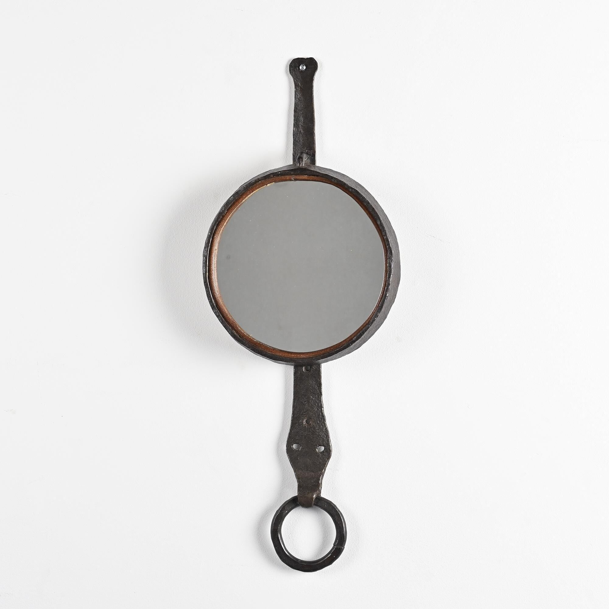 Wrought iron mirror by Léopold Gest, France, circa 1970.