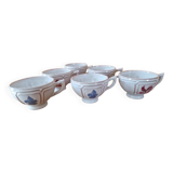 Henriot in Quimper - Set of 6 chocolate cups - Decorated with a pink rooster