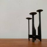 Mid-century brutalist wrought iron candlestick