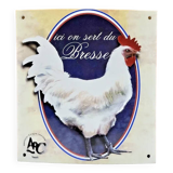 Enameled plate hen rooster chicken Bresse