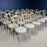 Set of 24 bistro chairs Thonet light curved wood & Skai GO IN Germany