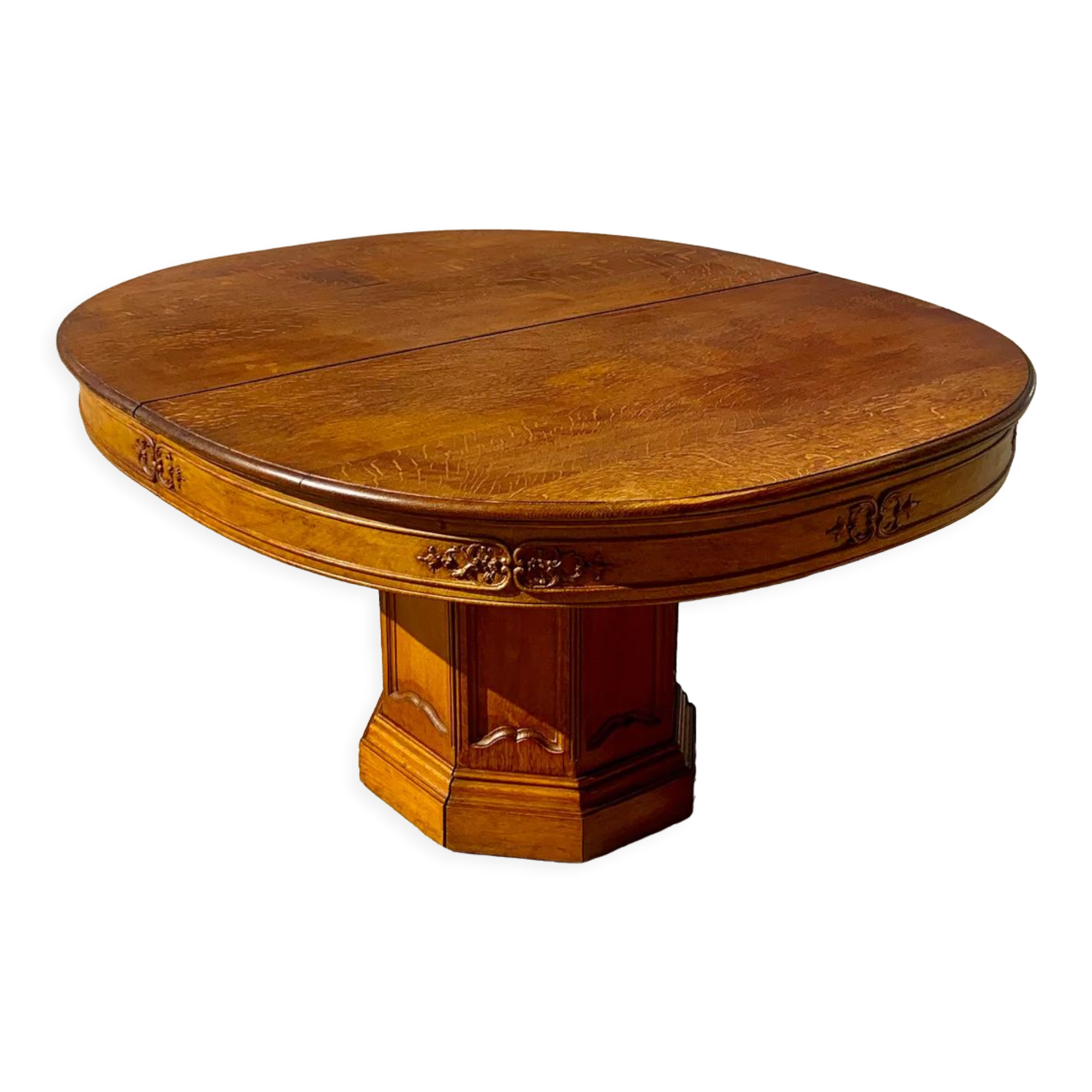 Art Deco table 1930 oval solid oak with extensions