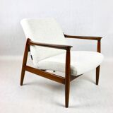 GFM-64 armchair, design by Edmund Homa from the 60s, white boucle