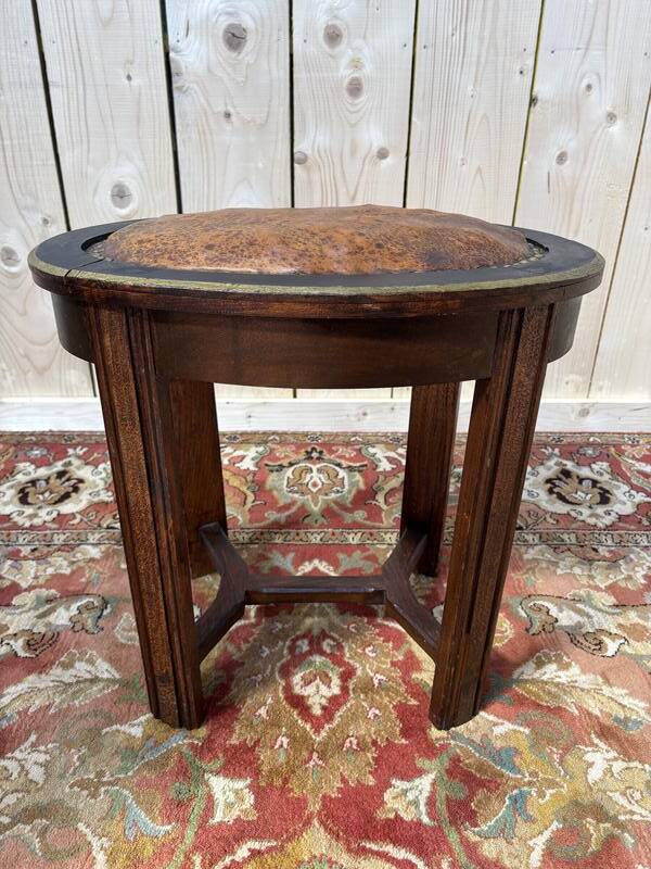Tabouret de piano assise cuir art déco