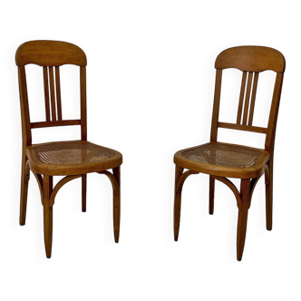 Paire de chaises bistrots cannées Stella vintage 30's