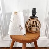 Rattan and herbarium ball lamp