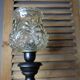 Bedside lamp Desk base wood matte black Globe molded glass old vintage