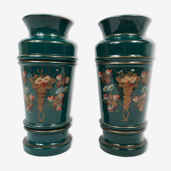 Pair of opaline glass vases, nineteenth