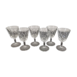 Set of 6 foot glasses in vintage shell chiseled crystal