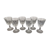 Set of 6 foot glasses in vintage shell chiseled crystal