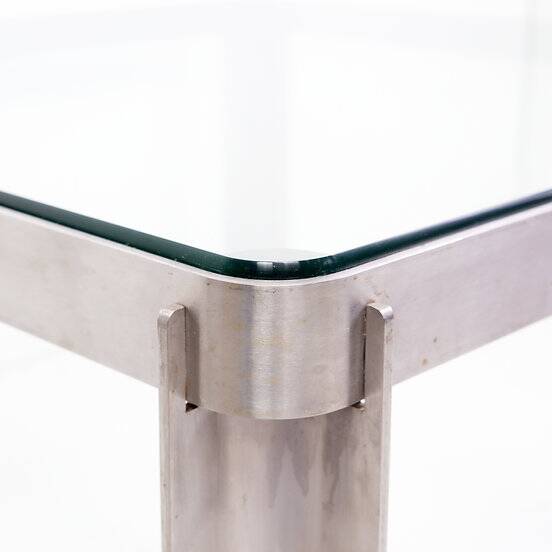 Steel and Thick Crystal Coffee Table T113 by Osvaldo Borsani for Tecno 1970s