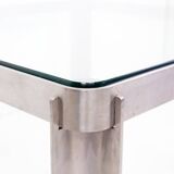 Steel and Thick Crystal Coffee Table T113 by Osvaldo Borsani for Tecno 1970s