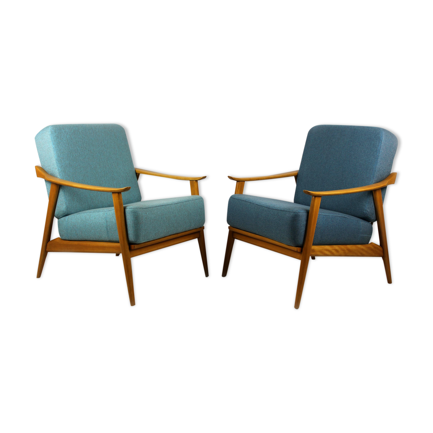Mid-Century Scandinavian Blue & Turquoise Armchairs, 1960s, Set of 2