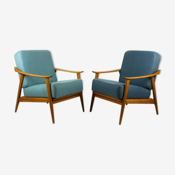 Mid-Century Scandinavian Blue & Turquoise Armchairs, 1960s, Set of 2
