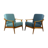 Mid-Century Scandinavian Blue & Turquoise Armchairs, 1960s, Set of 2