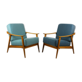 Mid-Century Scandinavian Blue & Turquoise Armchairs, 1960s, Set of 2