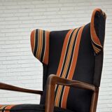 1960s, Danish highback armchair by Fritz Hansen, furniture wool, beech wood