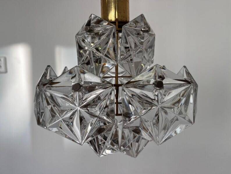 Small Midcentury Glass Chandelier/pendant by Kinkeldey, Germany, 1970s