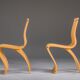 Schizzo chairs in beech and chrome by Ron Arad for Vitra, Germany, 1980s, set of 2