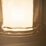 Chandelier 1930 double Opaline blown glass brass and copper