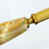 Standing ashtray, onyx & brass