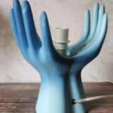 Blue ceramic hand lamp