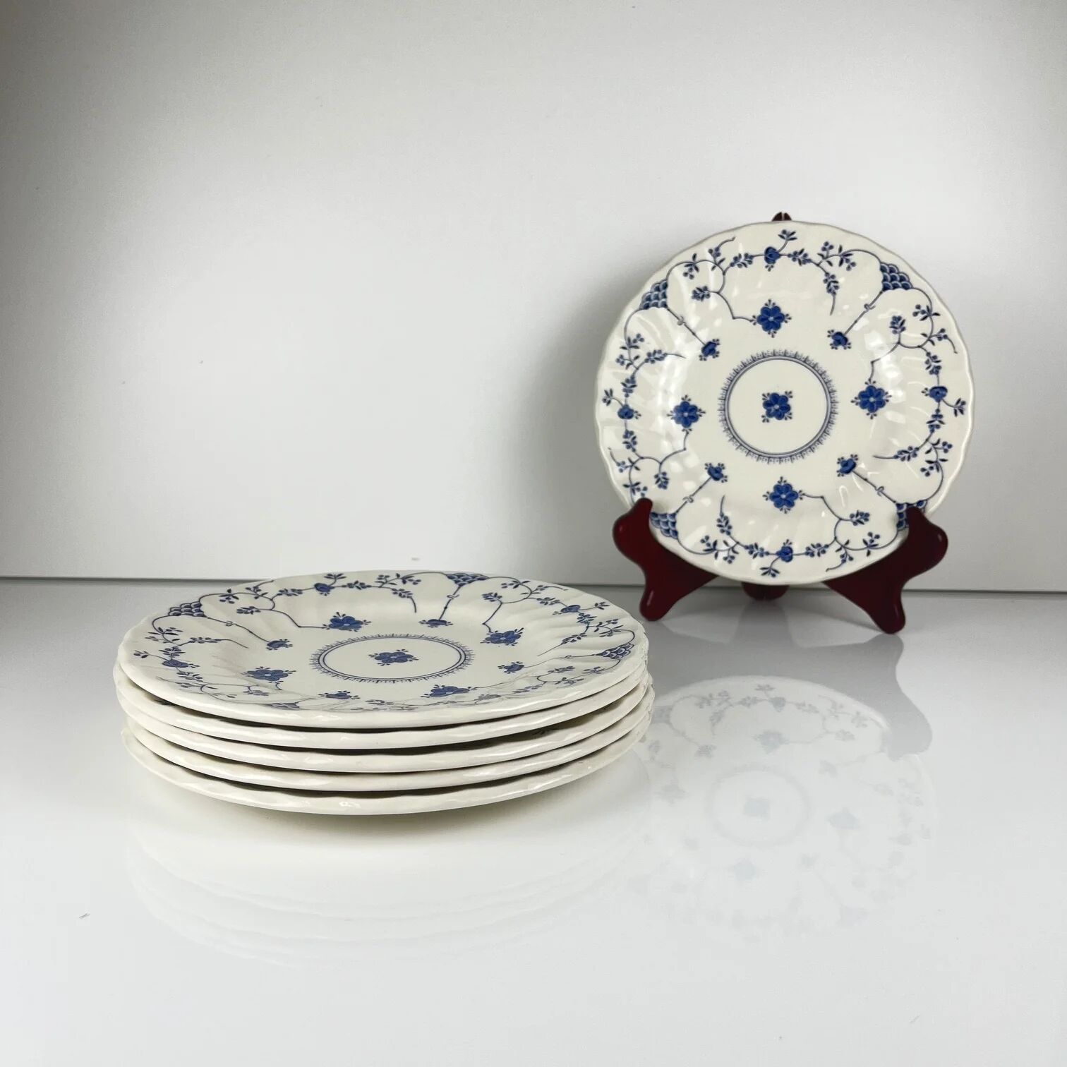 Set de 6 assiettes à dessert Myott Meakin, Angleterre, bleu