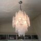 Huge strips “listelli alabastro” murano glass chandelier