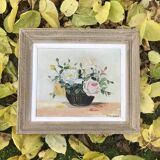 Old oil on canvas "Basket of roses"