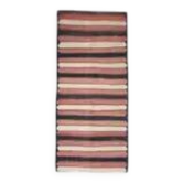 Tapis coureur en laine kilim vintage turc rayé orange beige marron 142x315