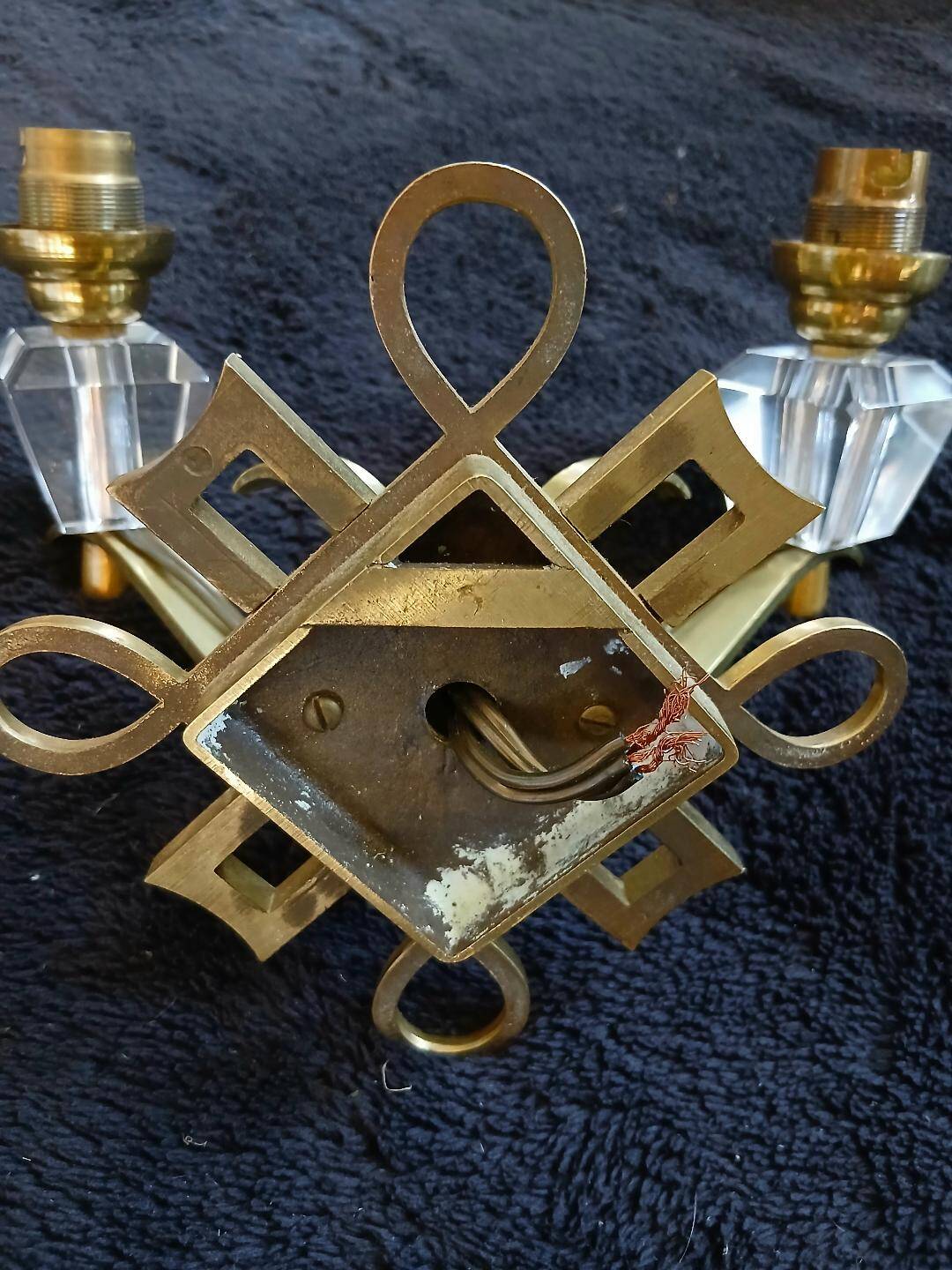 bronze and glass wall light Jules Leleu Art Deco