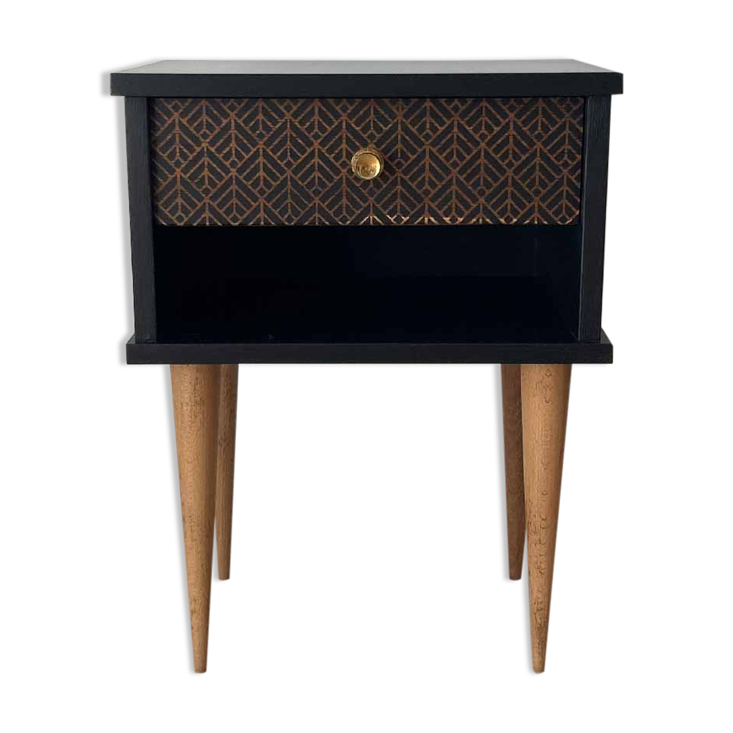 Black bedside, a drawer