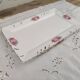 Rectangular dish in german porcelain white openwork bordered silver and old pinks