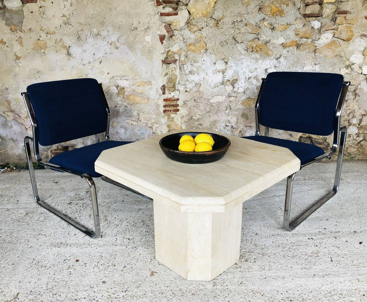 Octagonal travertine coffee table, vintage circa 70/80