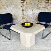 Table basse en travertin octogonale, vintage circa 70/80