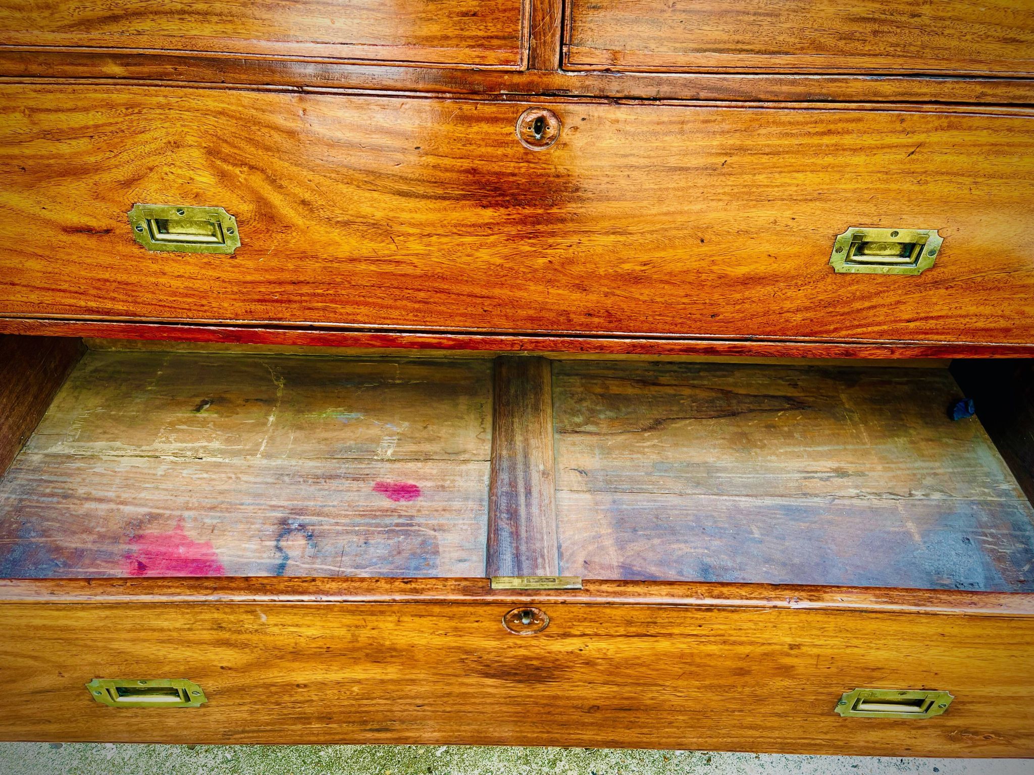 Commode de bateau en teck XIXe en deux parties