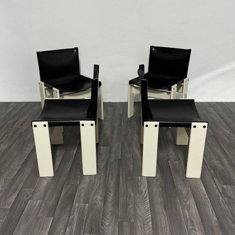 Monk Chairs attributed to Afra & Tobia Scarpa for Molteni&C, 1980s, Set of 4